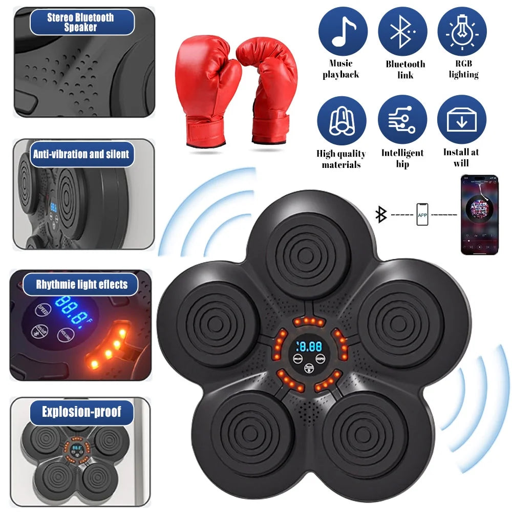 Music Boxing Machine, Smart Music Boxing, Wall-Mounted Smart Bluetooth Music Boxing Trainer, Suitable for Home, Indoor and Gym