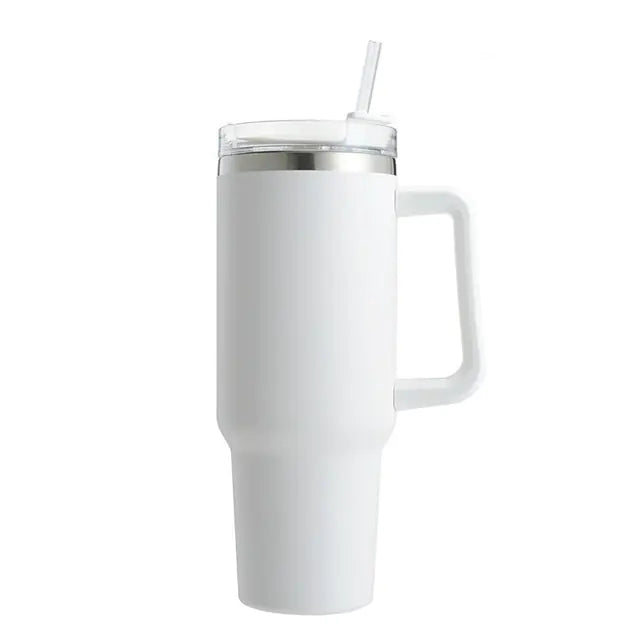 Stainless Steel Insulated Coffee Thermos with Handle and Straw